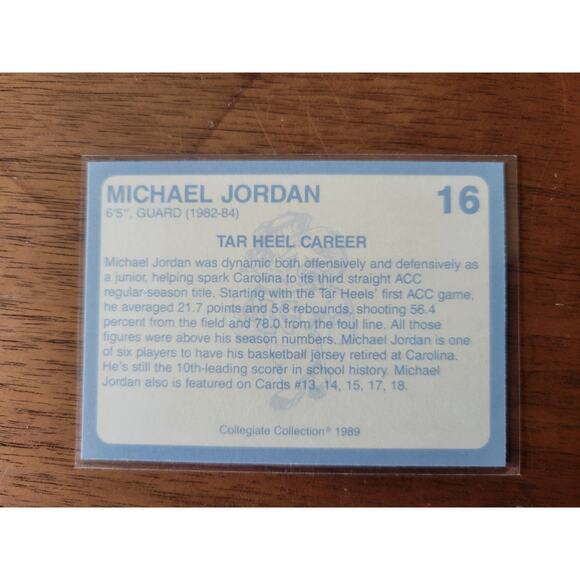 Michael Jordan 1989 Collegiate Collection #65 - Carolina's Finest 1st Edition - Picture 2 of 2